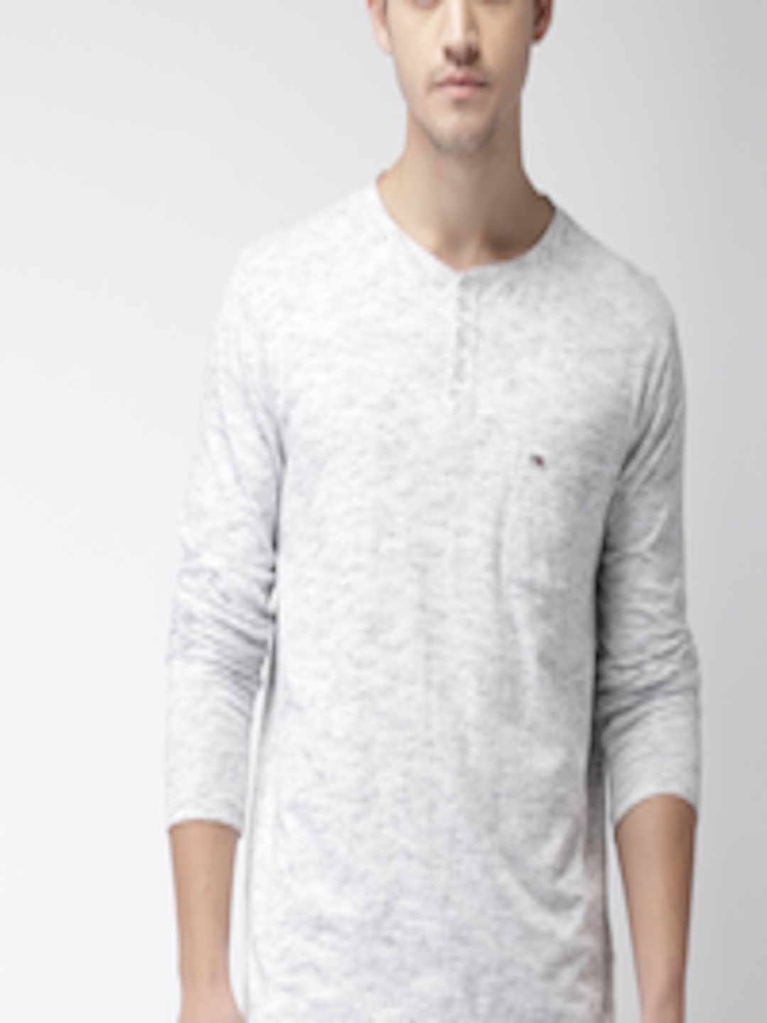 Buy Tommy Hilfiger Men White Solid Henley Neck T Shirt - Tshirts for ...