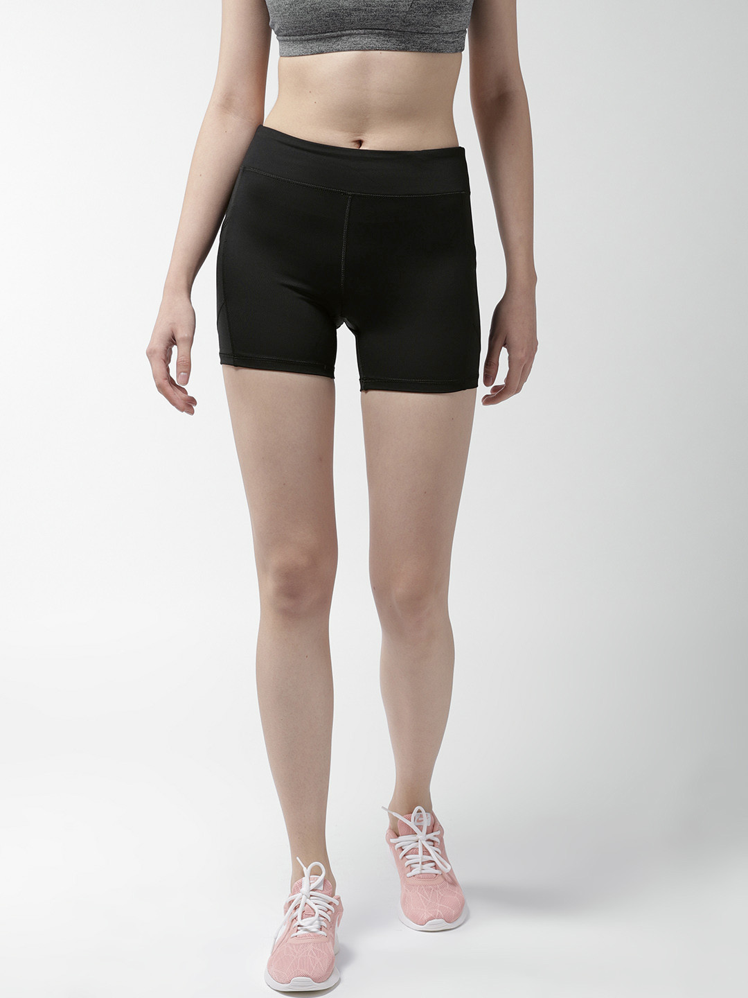 Buy FOREVER 21 Women Black Solid Skinny Fit Sports Shorts Shorts for