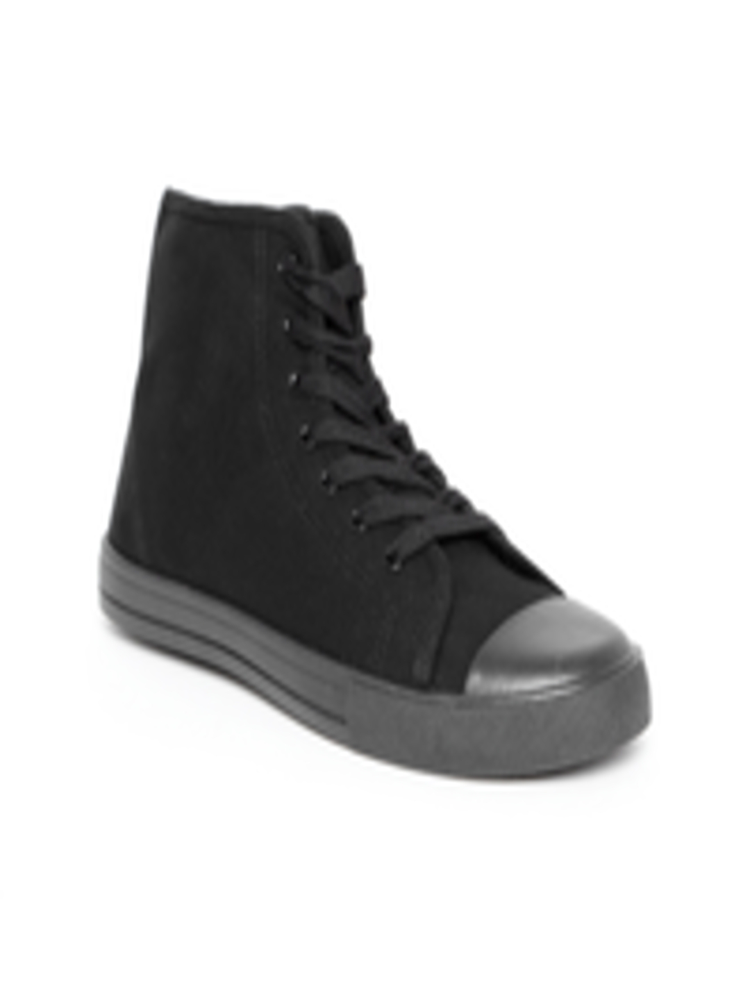 Buy FOREVER 21 Women Black Solid Mid Top Sneakers - Casual Shoes for ...