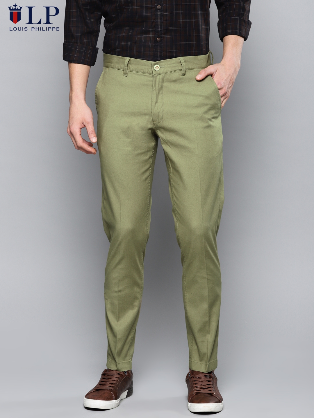 Buy Louis Philippe Sport Men Green Tapered Fit Solid Chinos - Trousers ...