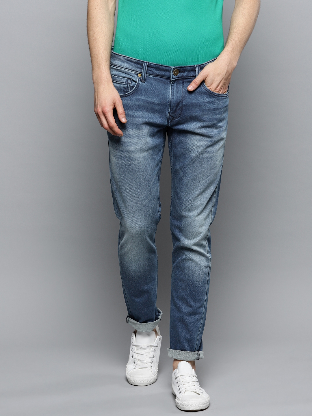 Buy Louis Philippe Jeans Men Blue Matt Slim Tapered Fit Low Rise Clean Look Stretchable Jeans ...