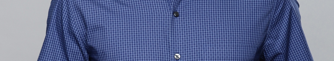 Buy Louis Philippe Men Blue Checked Formal Shirt - Shirts for Men ...