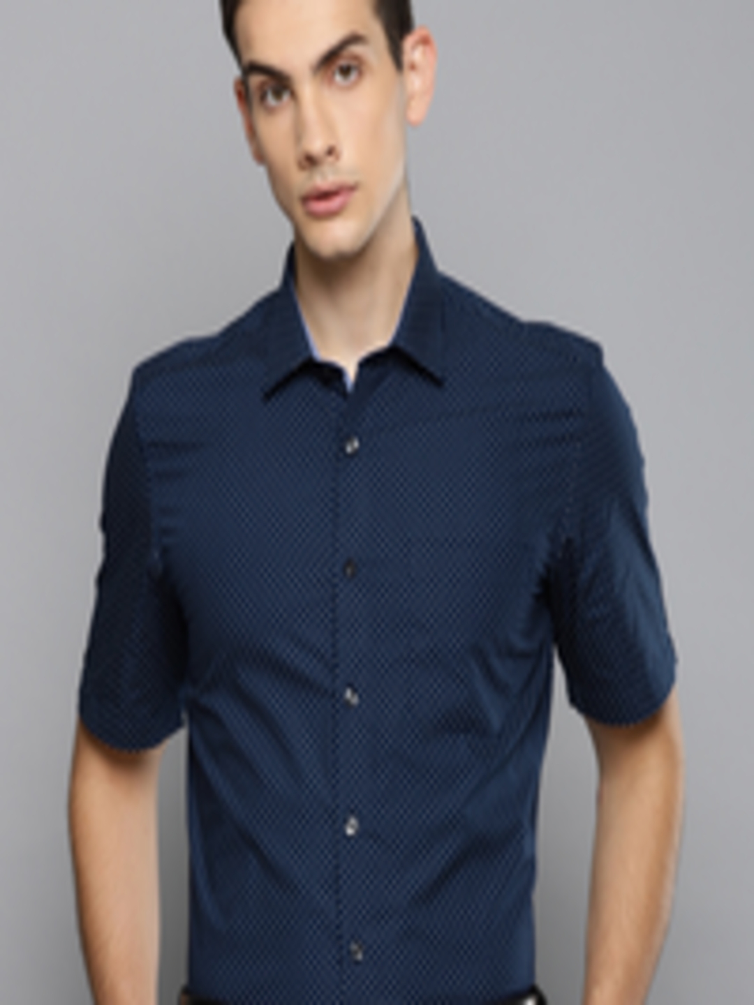 Buy Louis Philippe Men Navy Blue Slim Fit Printed Formal Shirt - Shirts ...