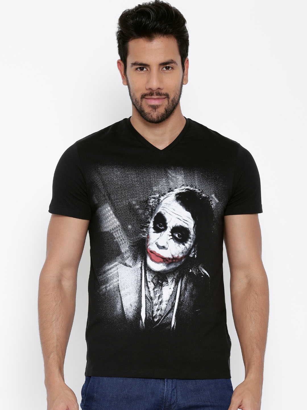 Buy Free Authority Men Black Joker Printed Pure Cotton T Shirt ...