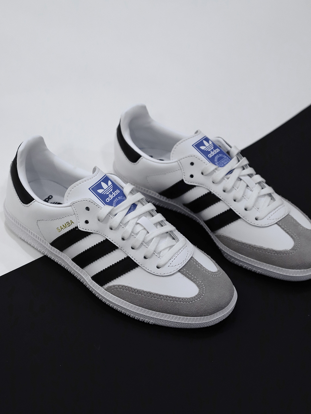 Buy Adidas Originals Kids White & Grey Samba OG J Leather Sneakers ...