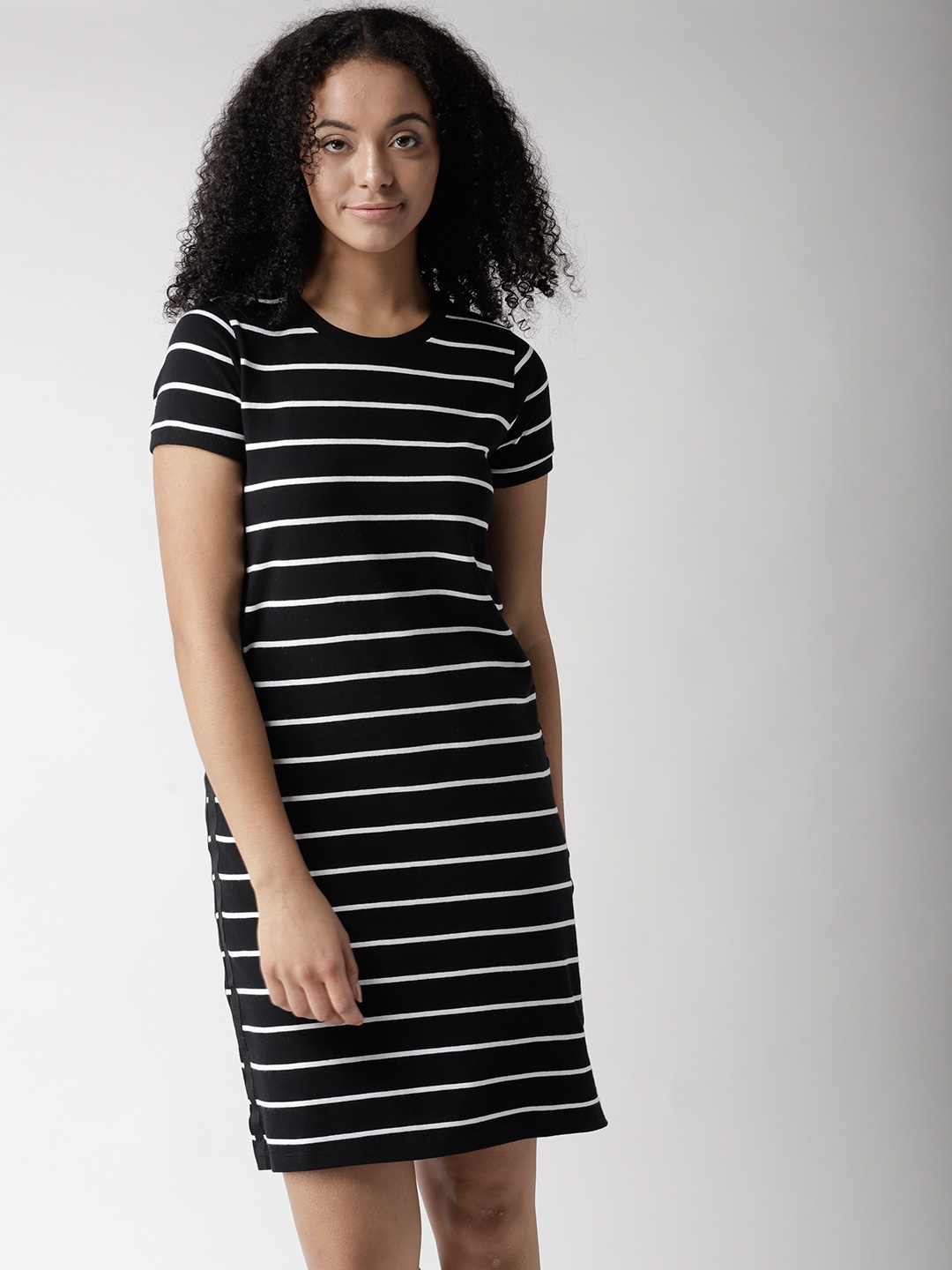 Buy Levis Women Black & White Striped T Shirt Dress - Dresses for Women