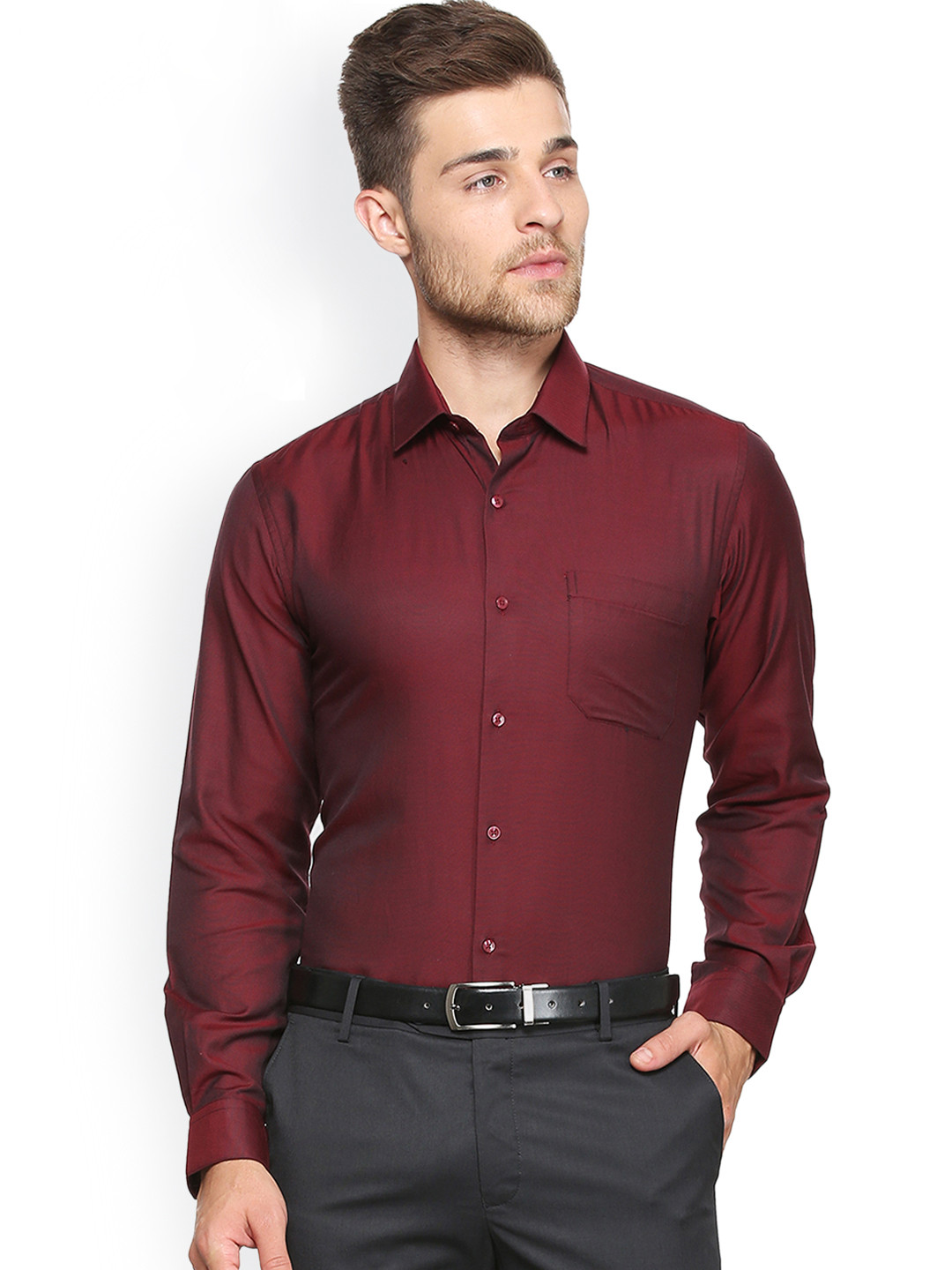 Buy Peter England Men Maroon Slim Fit Solid Formal Shirt Shirts for Men 6802663 Myntra