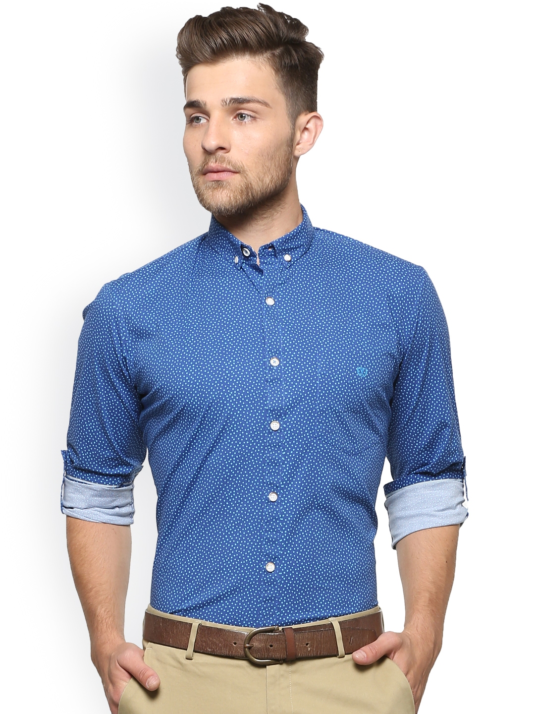 Buy Van Heusen Sport Men Blue Slim Fit Printed Casual Shirt - Shirts ...