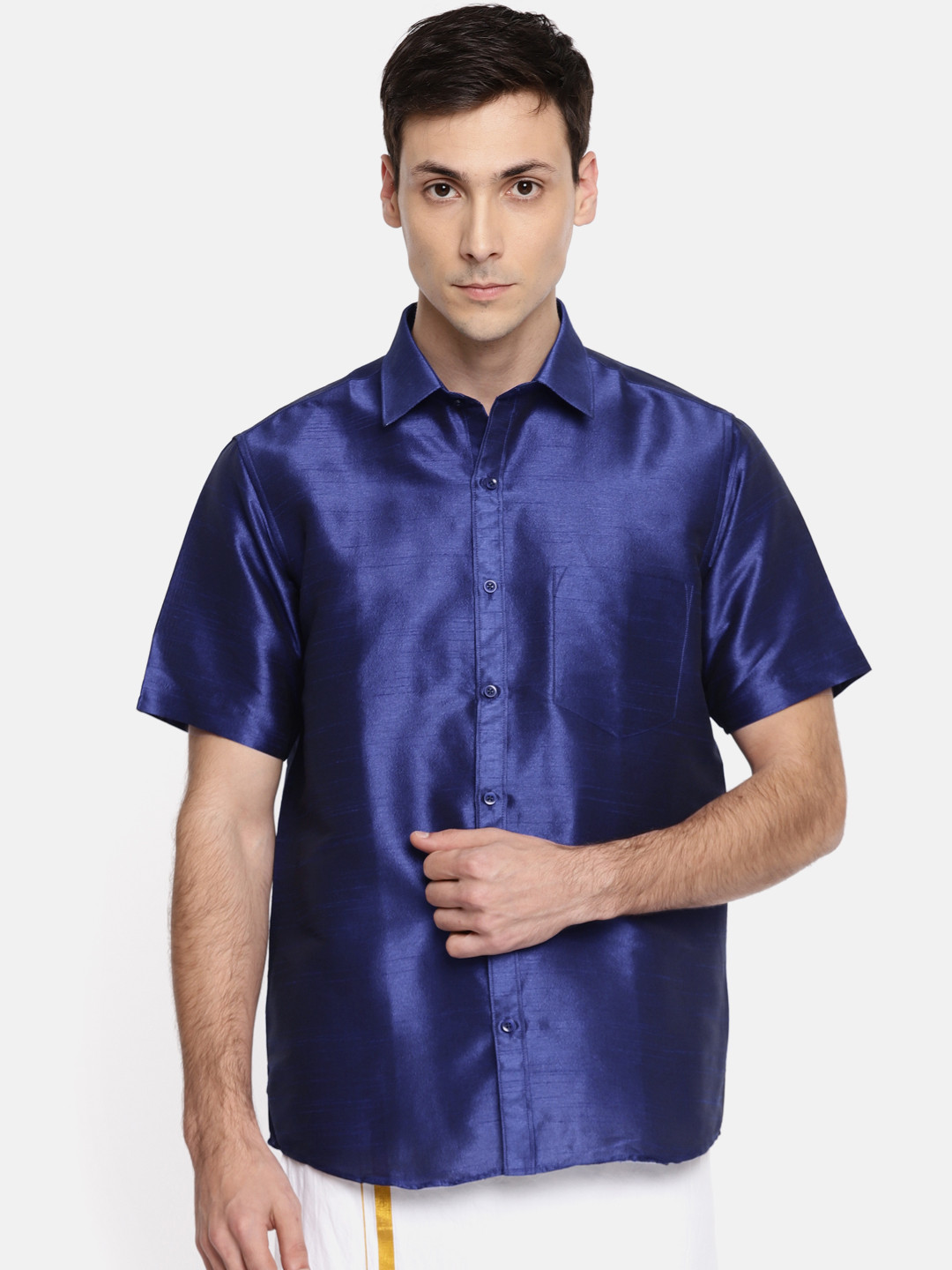 Buy The Chennai Silks Classicate Men Blue Comfort Regular Fit Solid