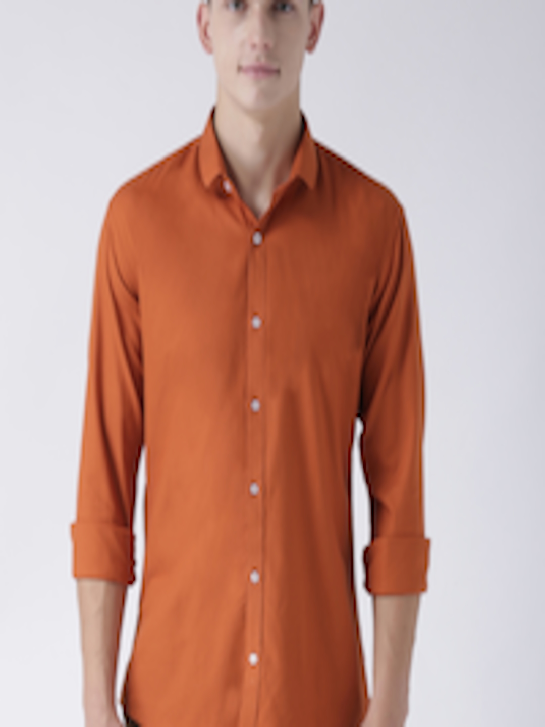 Buy Tinted Men Orange Slim Fit Solid Casual Shirt - Shirts for Men ...