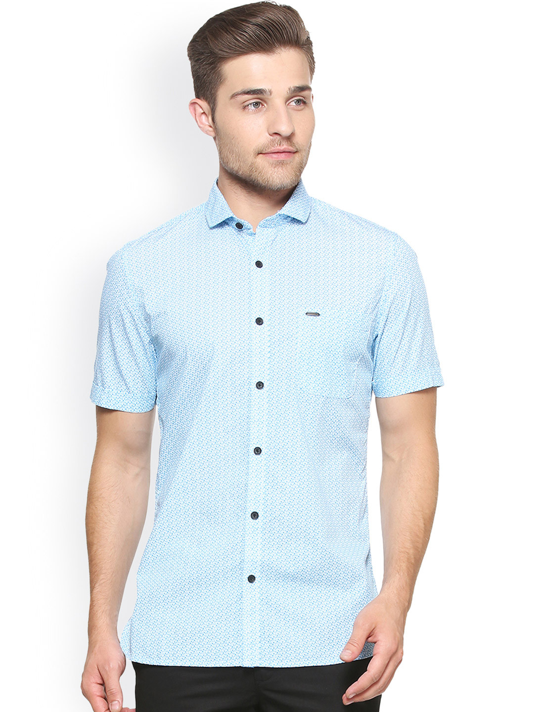 Buy Peter England Casuals Men Blue Slim Fit Printed Casual Shirt