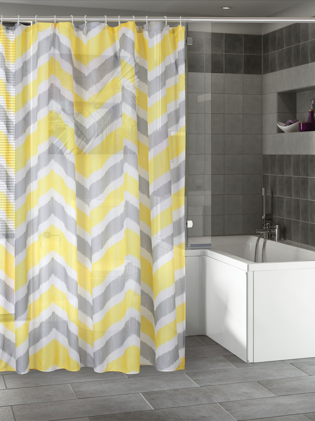 Buy BOMBAY DYEING Yellow Printed Shower Curtain Shower Curtains for
