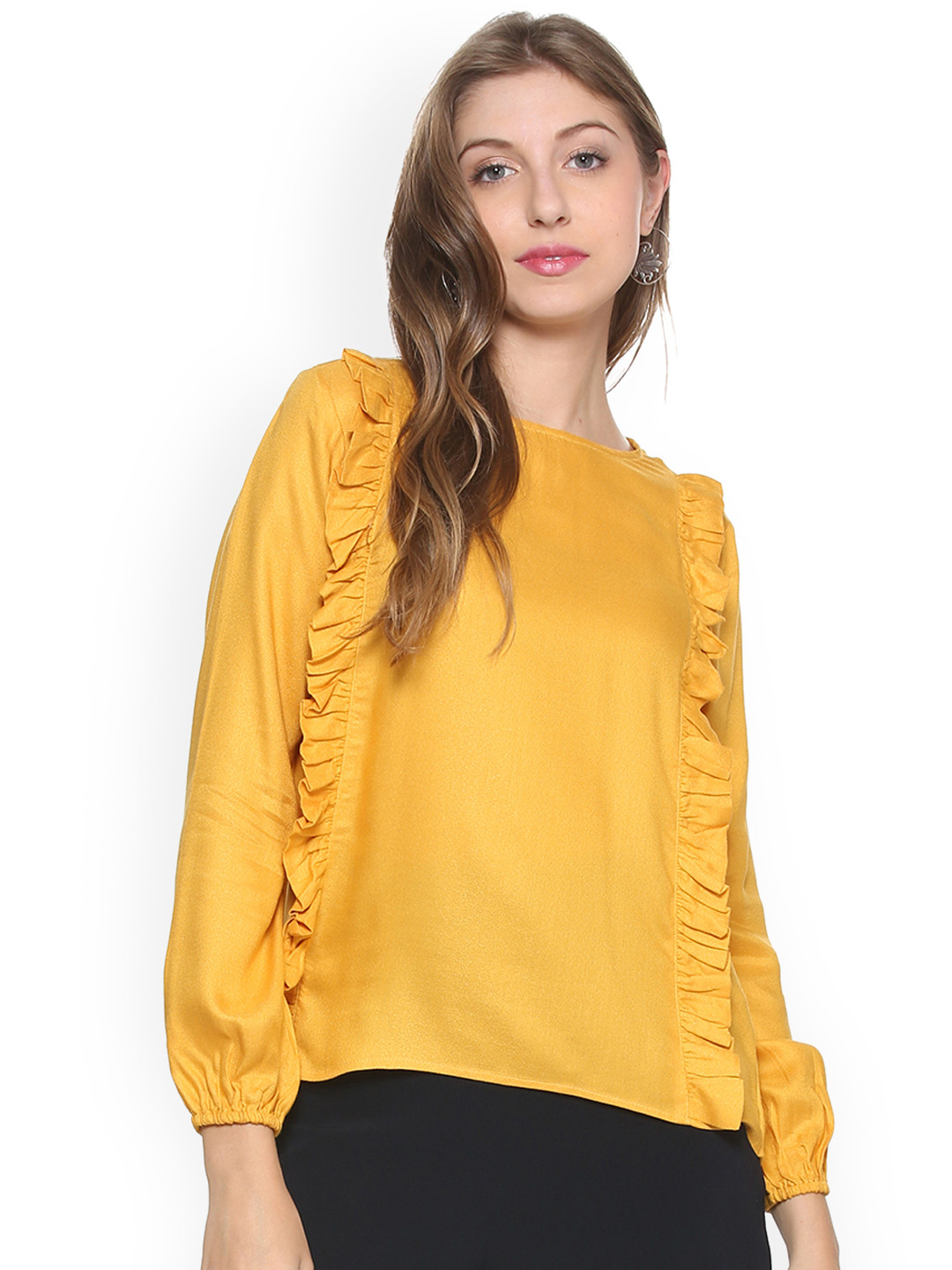 Buy People Women Yellow Solid Top Tops for Women 6809645 Myntra