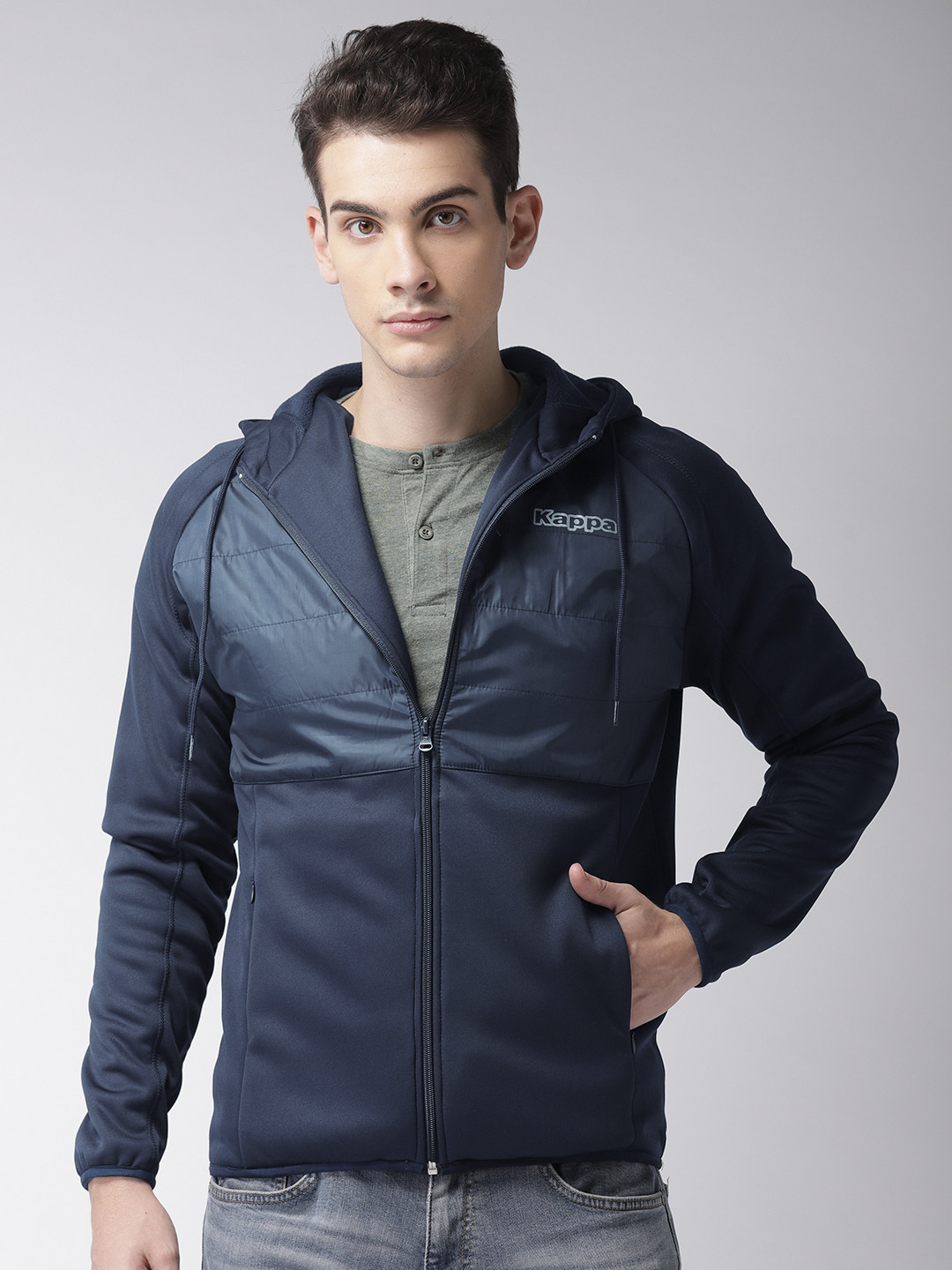 Buy Kappa Men Navy Blue Solid Sporty Jacket Jackets for Men 6810124