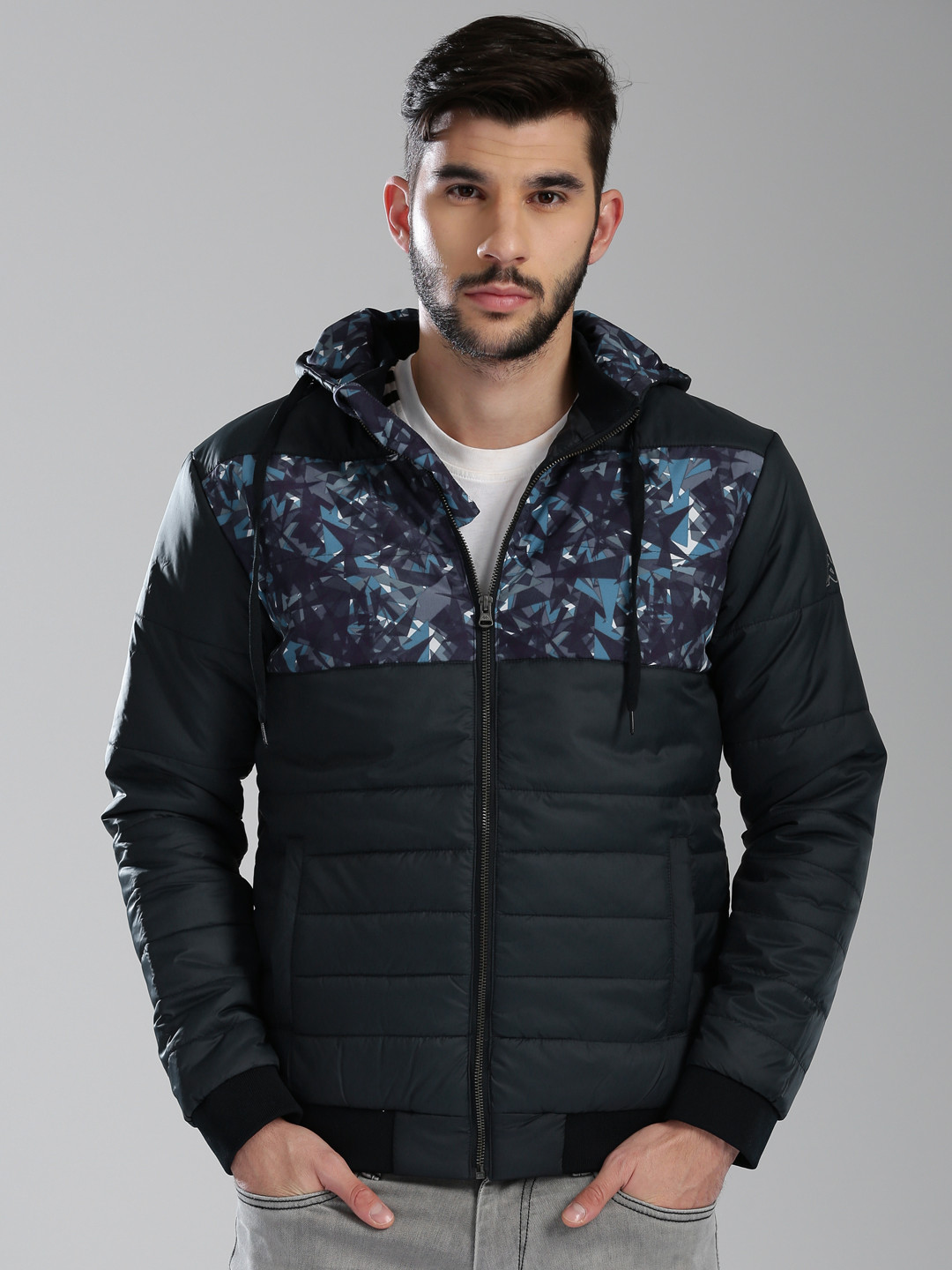 Buy Kappa Men Navy Blue Printed Puffer Jacket Jackets for Men 6810196