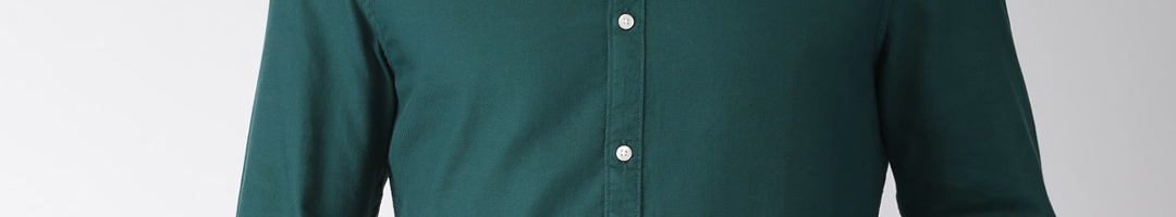 Buy Bossini Men Green Slim Fit Self Design Casual Shirt - Shirts for ...