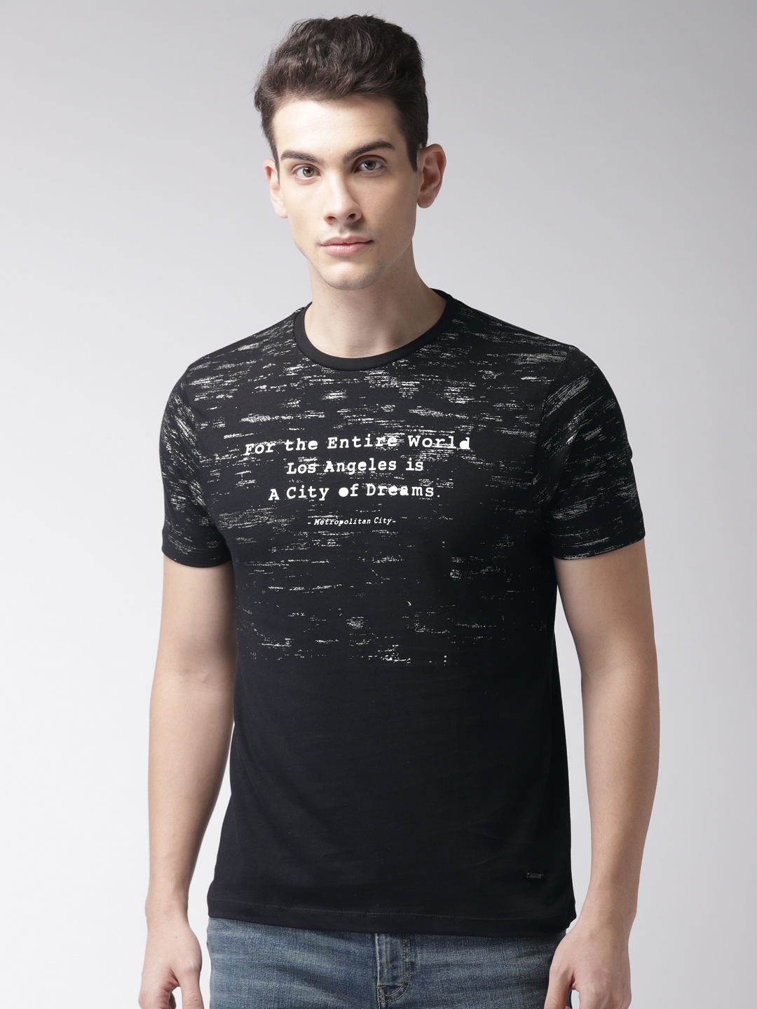 Buy Bossini Men Black Printed Round Neck T Shirt - Tshirts for Men ...