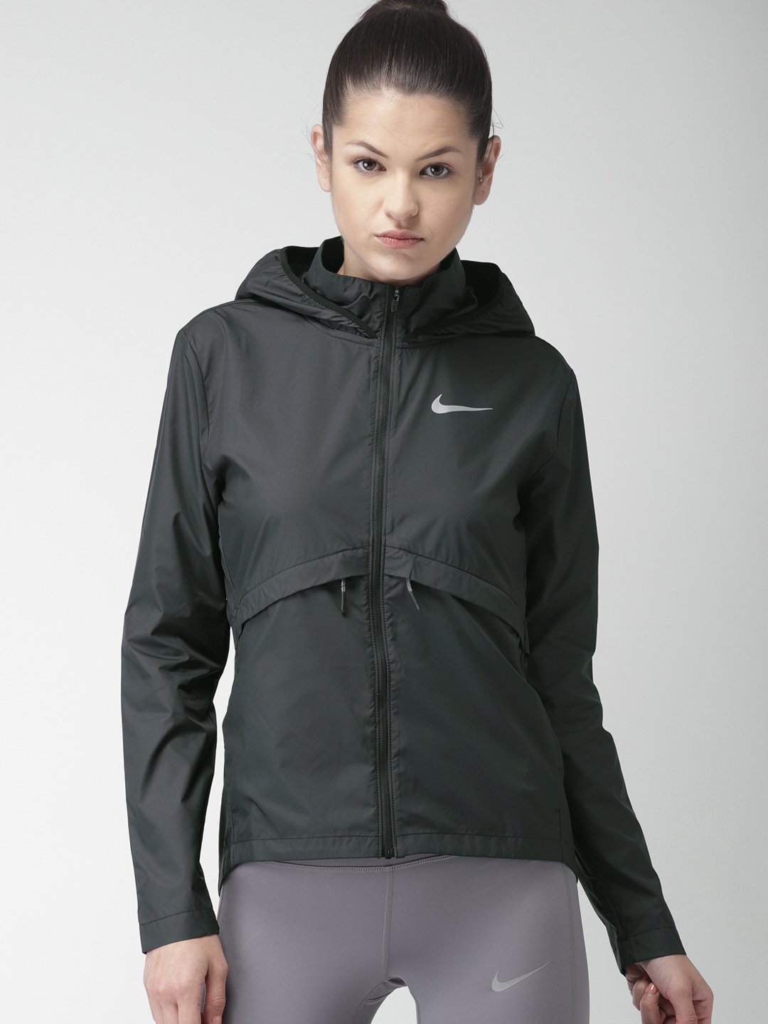 Buy Nike Women Black Solid AS W NK ESSNTL JKT HD Sporty Jacket ...