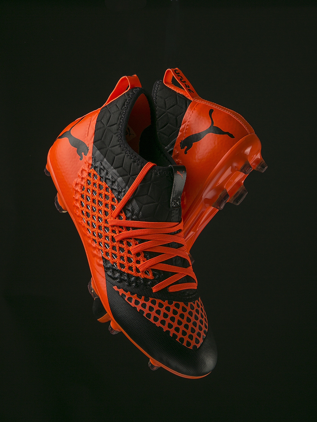 puma kor sneakers black orange