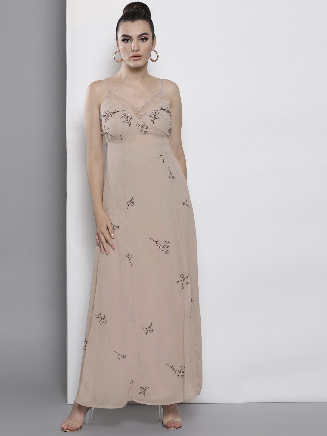 Buy DOROTHY PERKINS Women Beige Embroidered Maxi Dress Dresses for