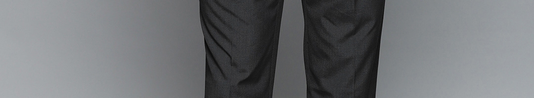 Buy Louis Philippe Men Black Classic Regular Fit Solid Formal Trousers ...