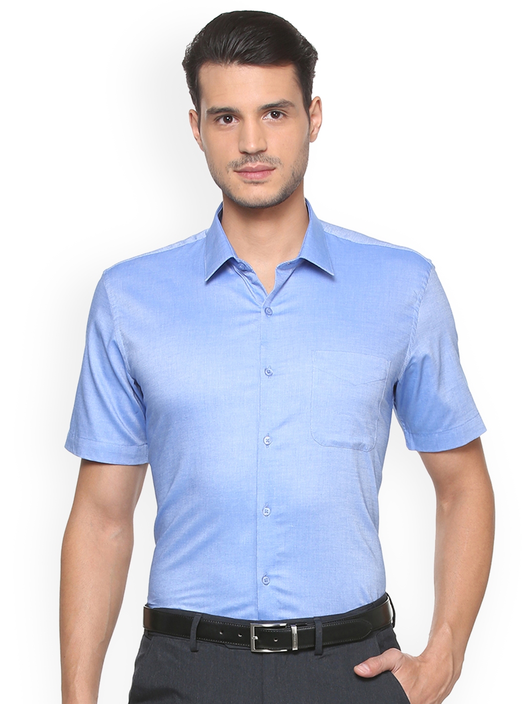 Buy Peter England Men Blue Nuvo Regular Fit Solid Formal Shirt - Shirts ...