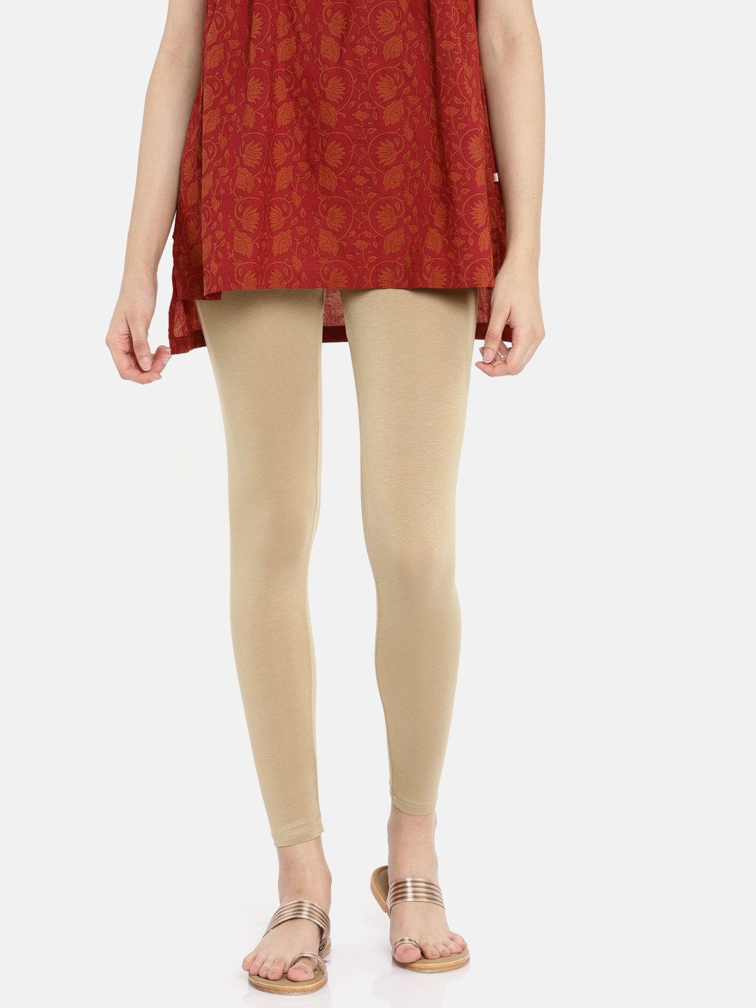 Buy Melange By Lifestyle Women Beige Leggings Leggings for Women