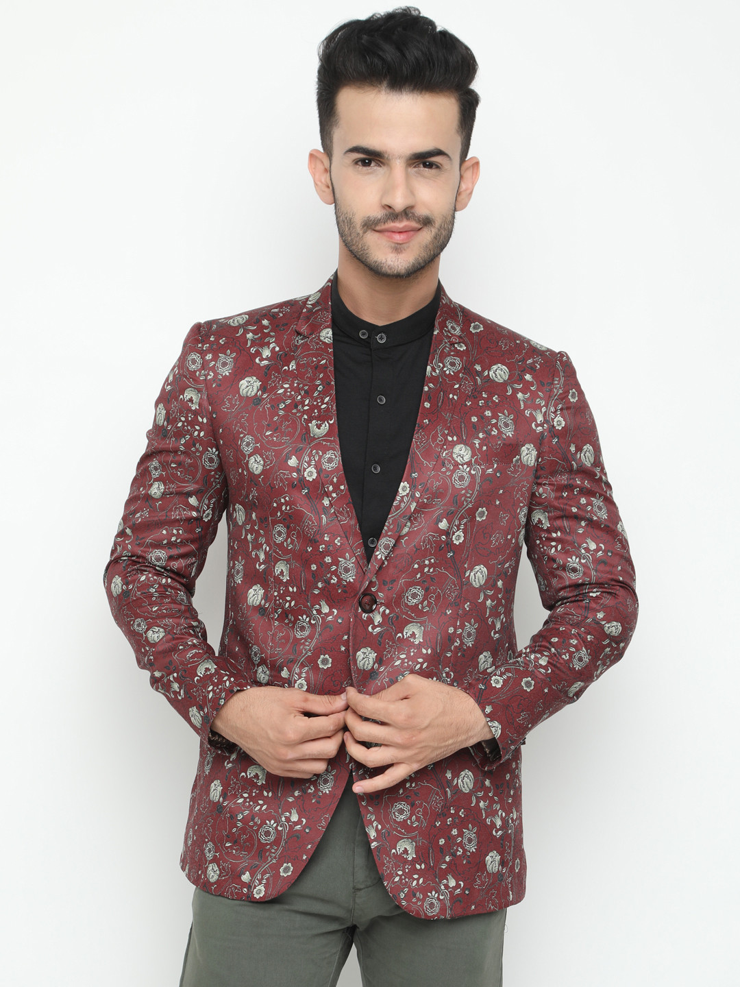 slim fit maroon blazer