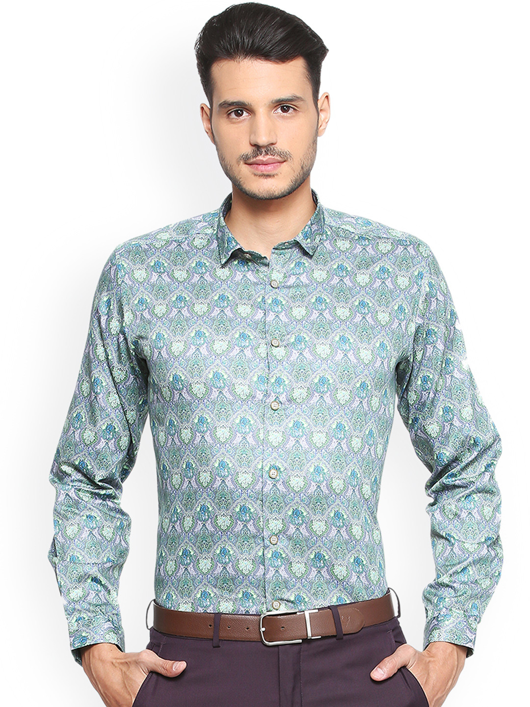 Buy V Dot Men Green Slim Fit Printed Semiformal Shirt Shirts for Men