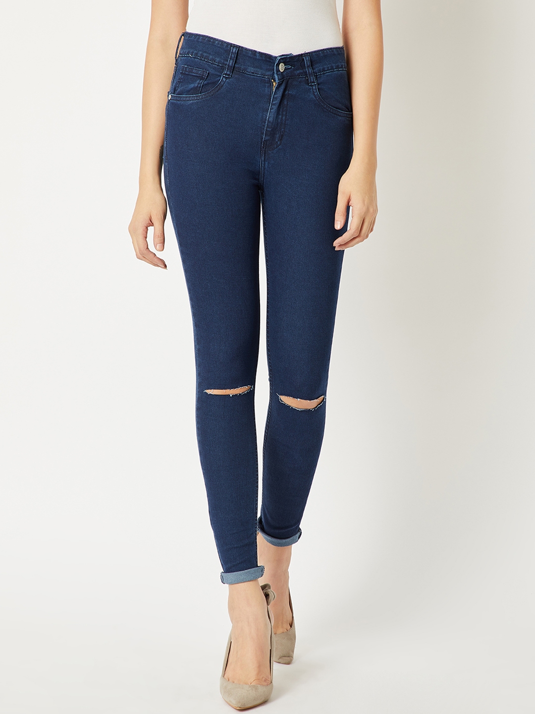 skinny fit high rise jeans for women