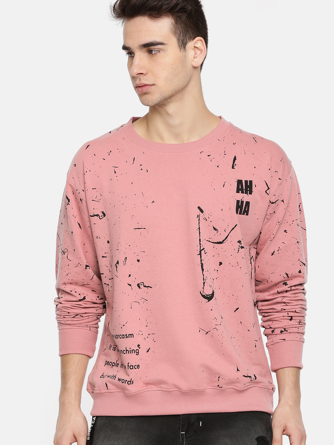 Buy Kook N Keech Men Pink & Black Printed Sweatshirt - Sweatshirts for Men 6838441 | Myntra