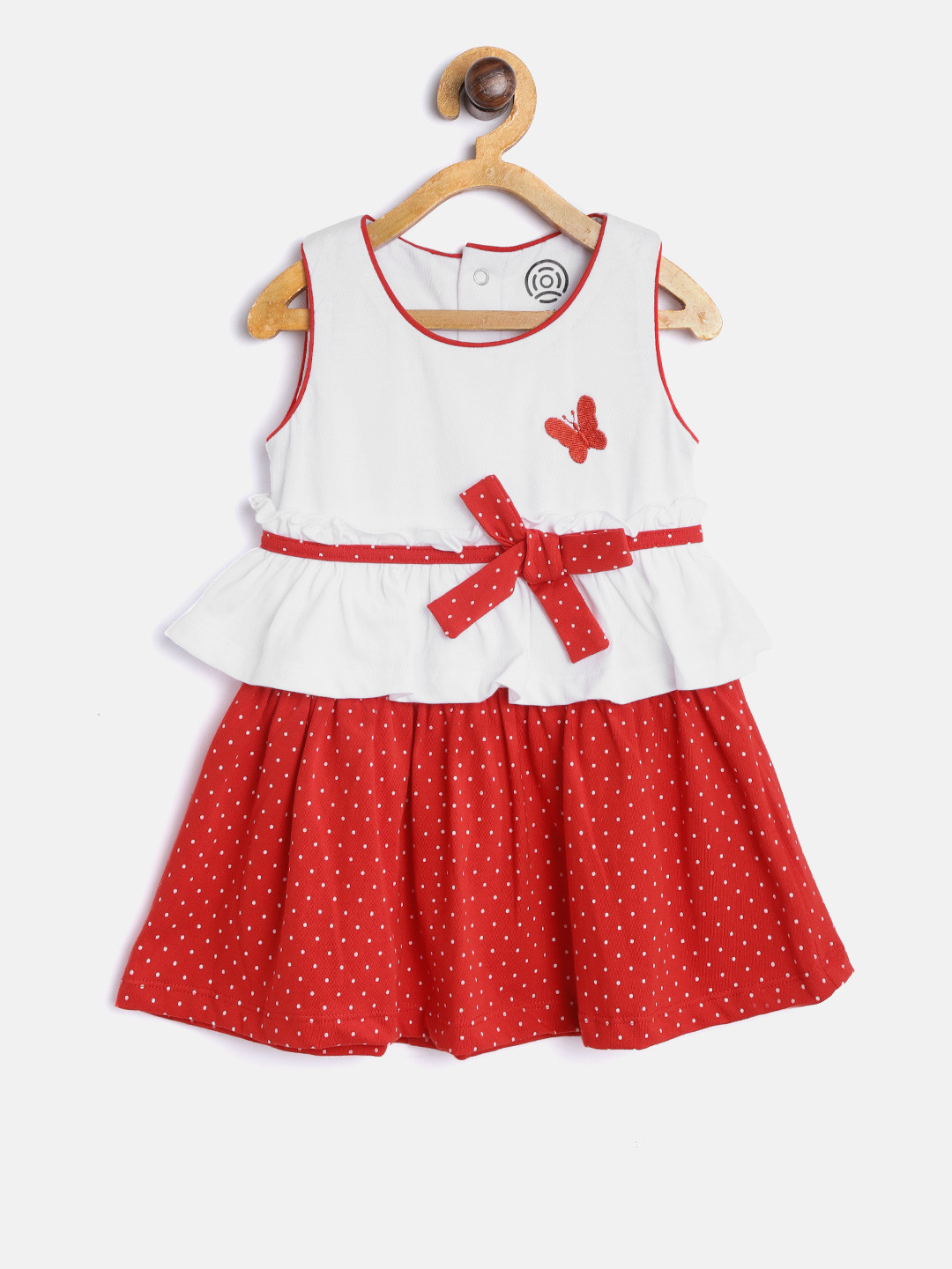 Buy TAMBOURINE Girls White & Red Printed A Line Dress Dresses for
