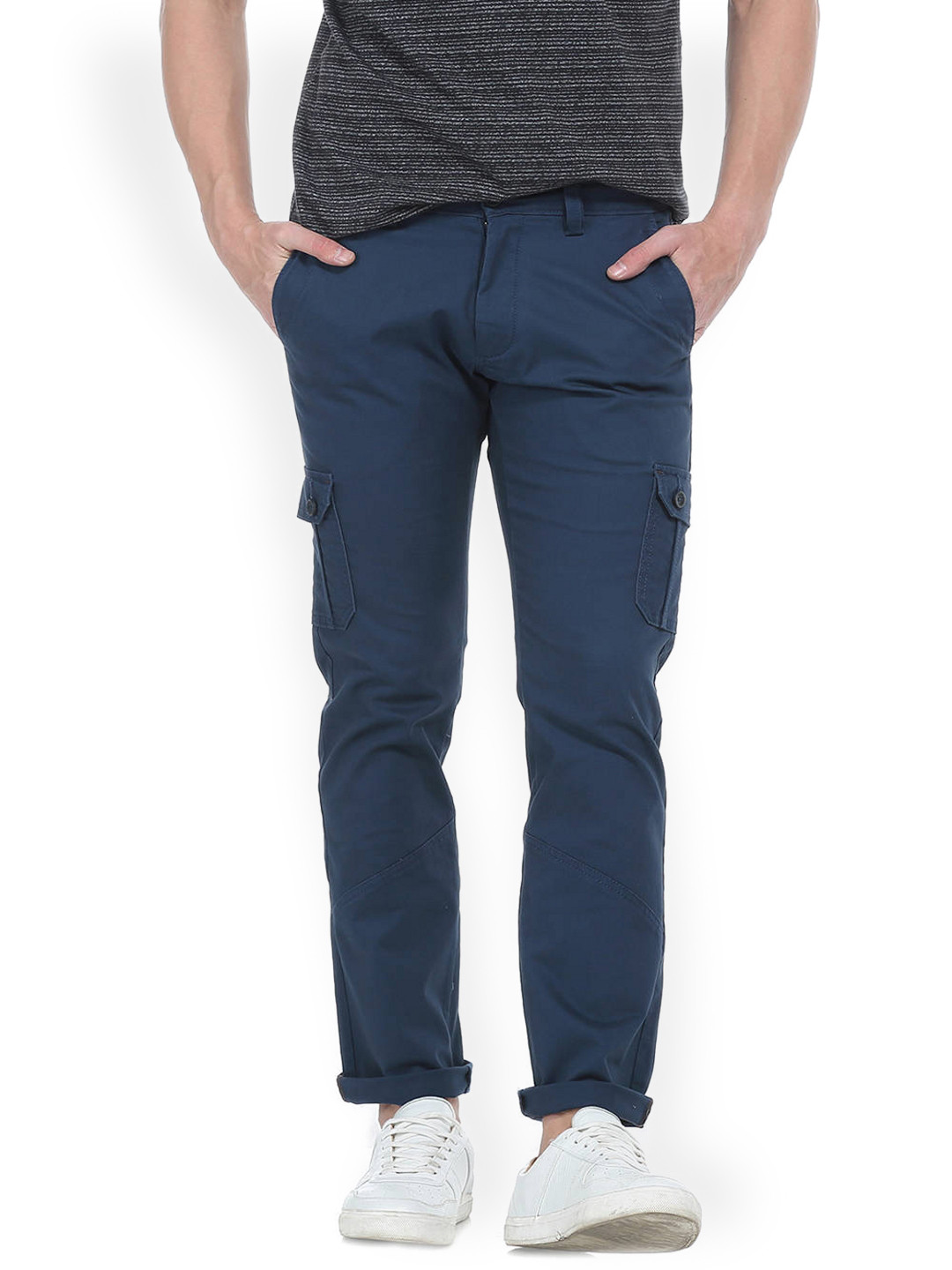 Buy Basics Tapered Fit Legion Navy Cargo Trouser Trousers for Men