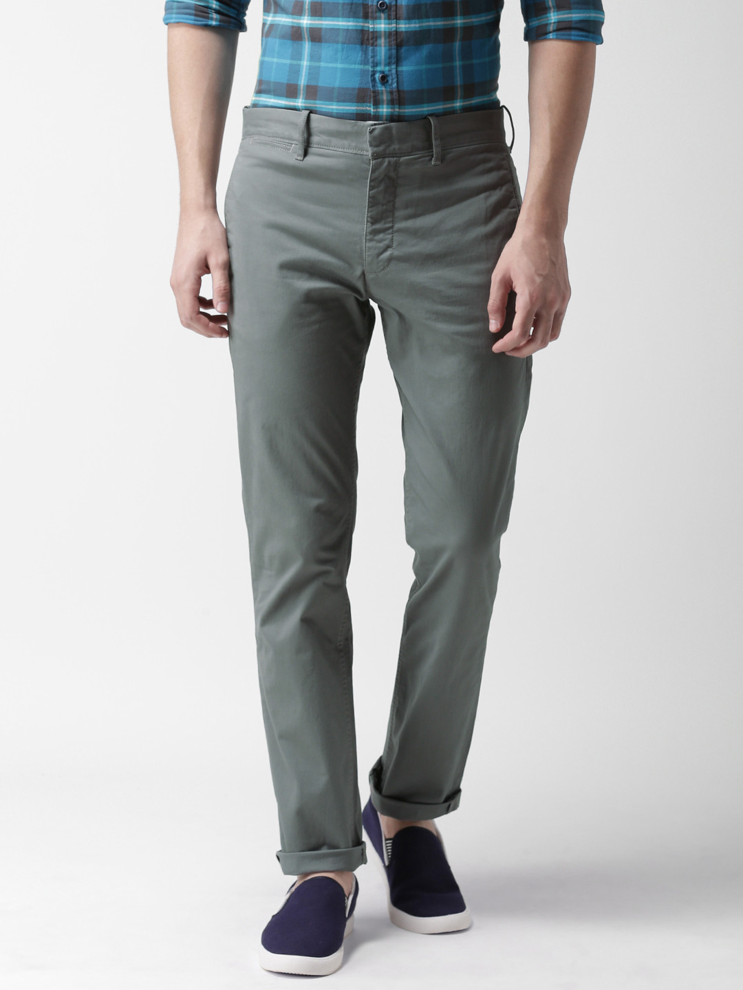 Buy Levis Men Grey Slim Fit Solid Chinos 511 - Trousers for Men 6840932 ...