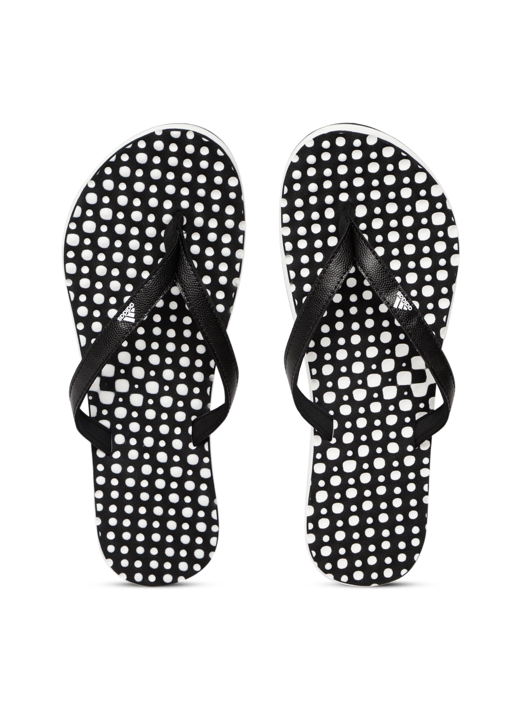 Buy ADIDAS Women Black & White EEZAY Polka Dot Print Thong Flip Flops ...