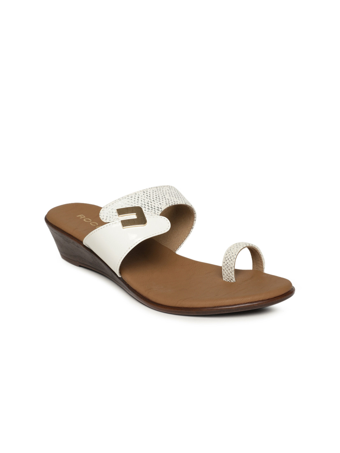 Buy Rocia Women White Solid One Toe Sandals Sandals ...