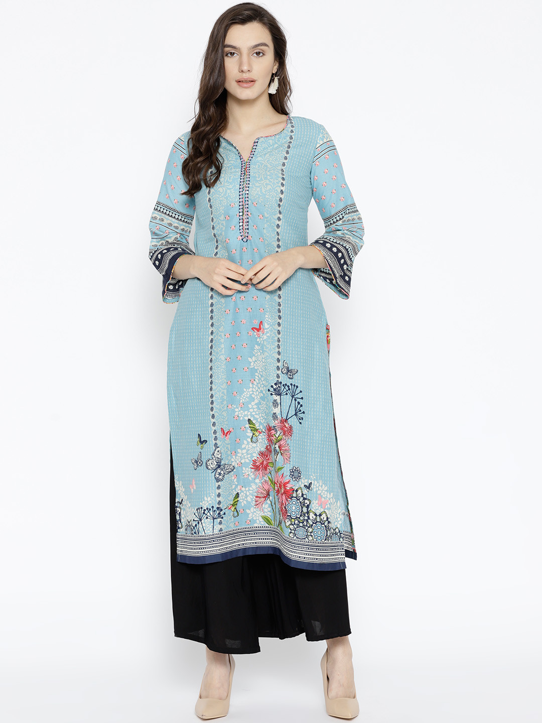 biba blue printed kurta