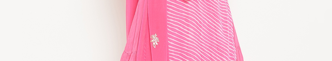 Buy Biba Women Pink & Printed Kurta With Churidar & Dupatta - Kurta ...