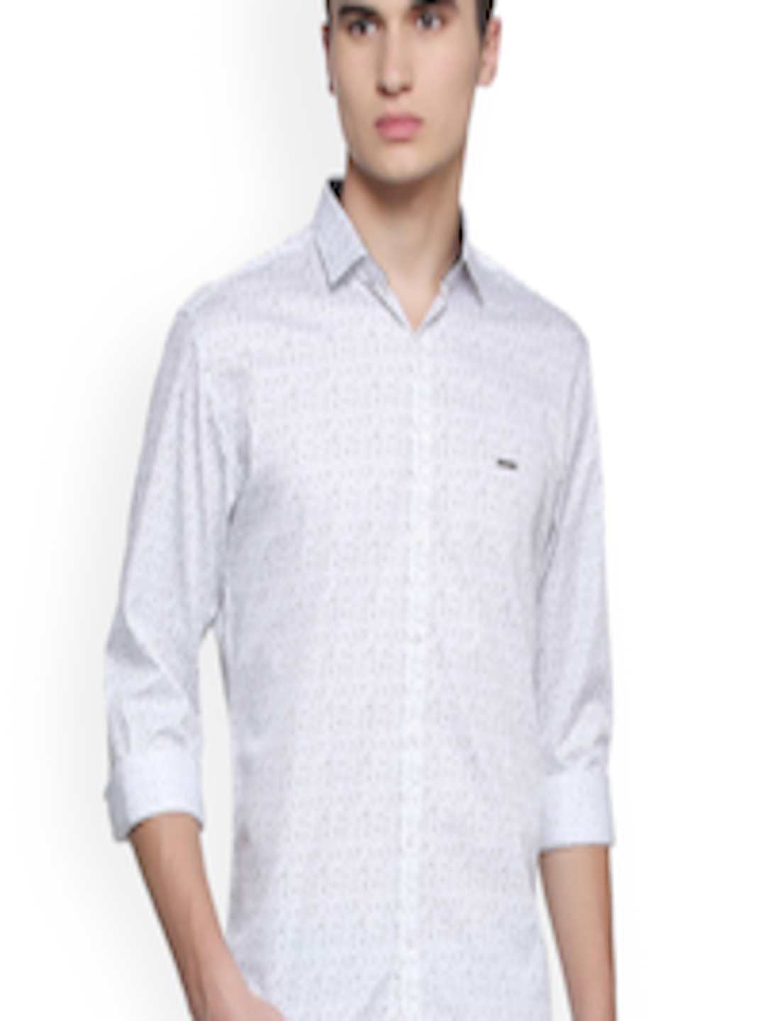 Buy V Dot Men White Slim Fit Printed Casual Shirt - Shirts for Men ...