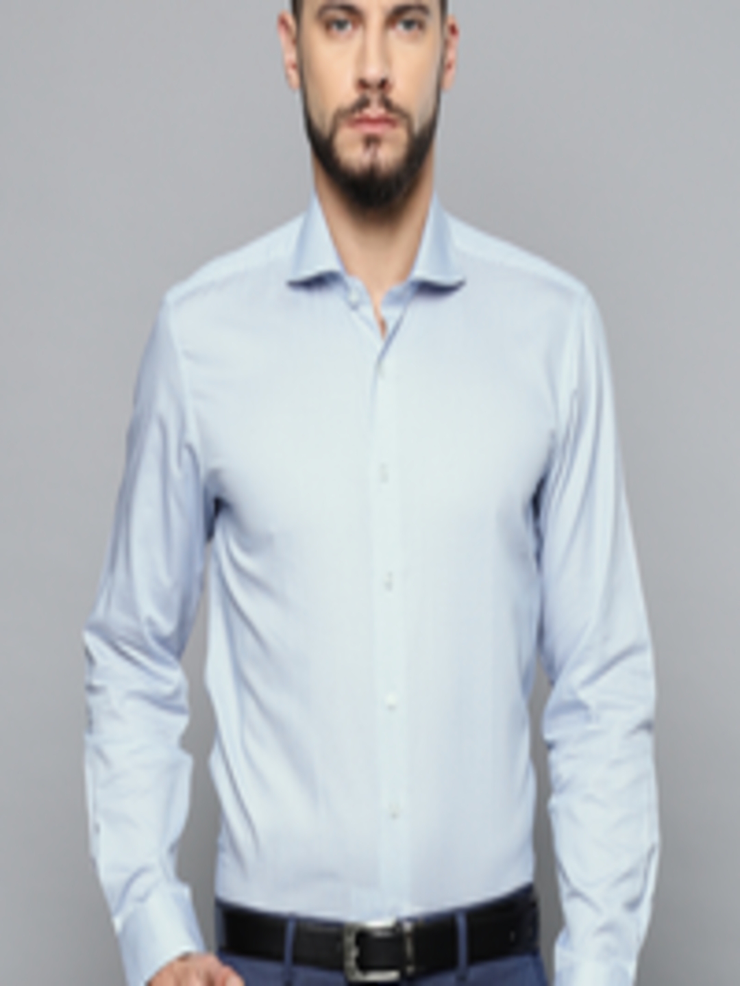 Buy Louis Philippe Men Blue Regular Fit Printed Formal Shirt - Shirts for Men 6848970 | Myntra