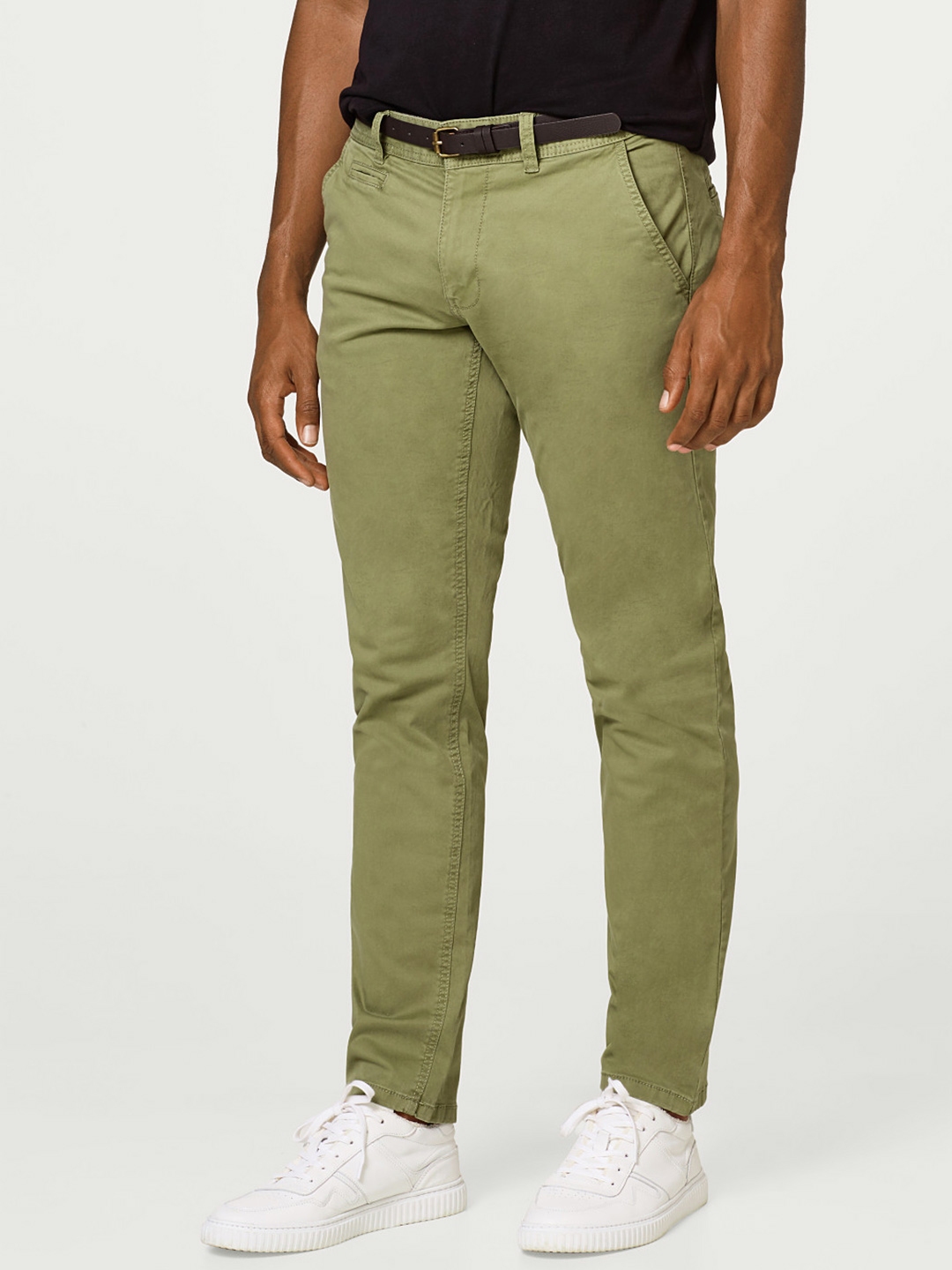 Buy ESPRIT Men Olive Green Slim Fit Solid Chinos - Trousers for Men ...