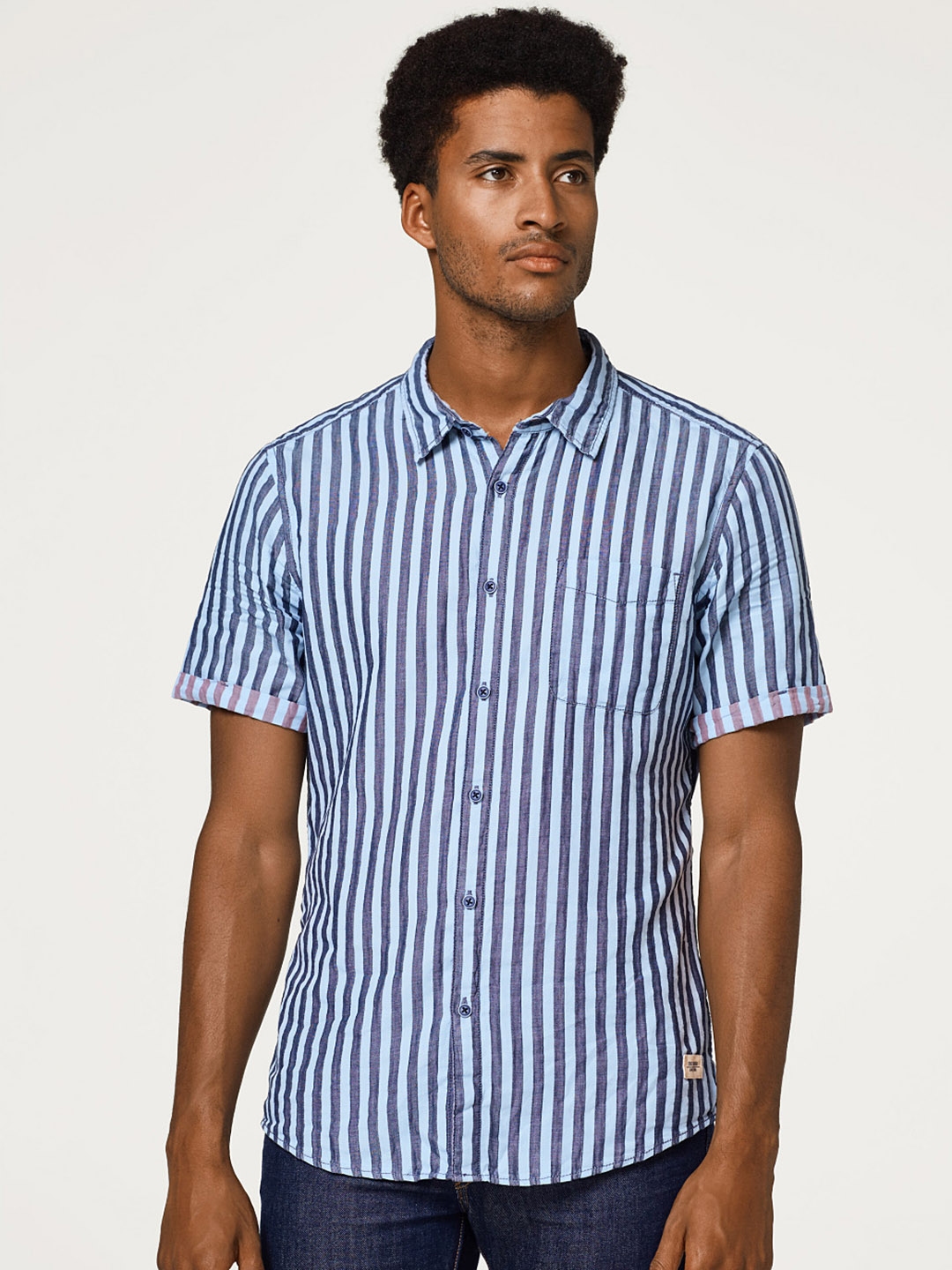 Buy ESPRIT Men Blue Slim Fit Striped Casual Shirt - Shirts for Men ...