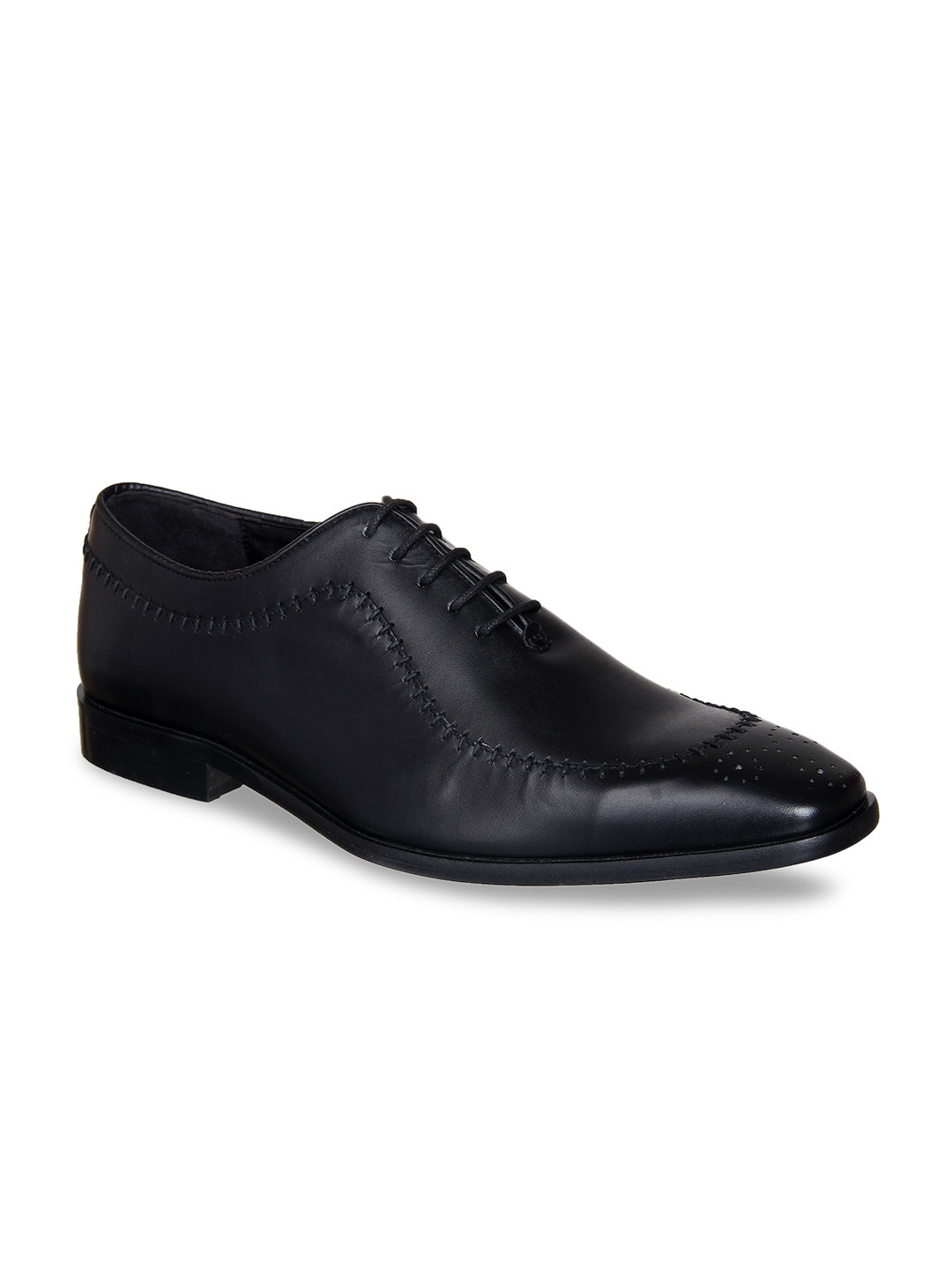 Buy LOZANO Men Black Woven Design Leather Formal Oxfords Formal Shoes