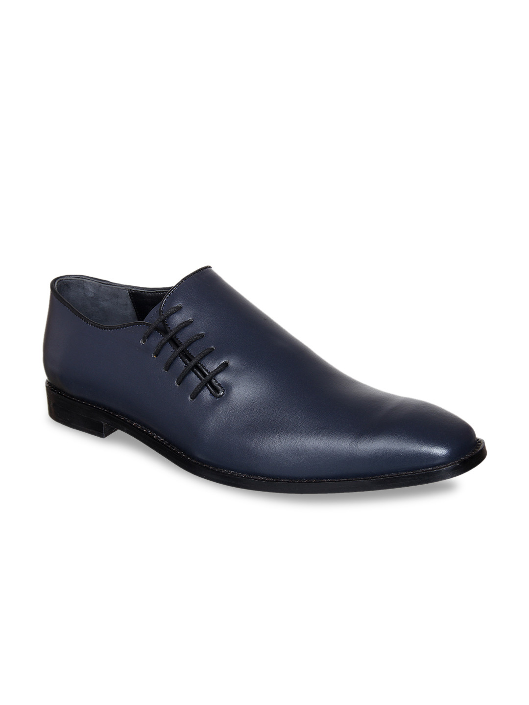 Buy LOZANO Men Navy Blue Solid Leather Formal Oxfords Formal Shoes