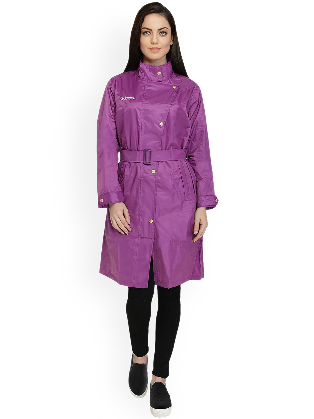 Buy Zeel Purple Knee Length Rain Jacket Rain Jacket for Women 6852088