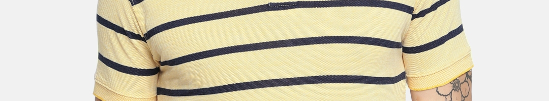 Buy Sports52 Wear Men Yellow & Navy Blue Striped Polo T Shirt - Tshirts ...