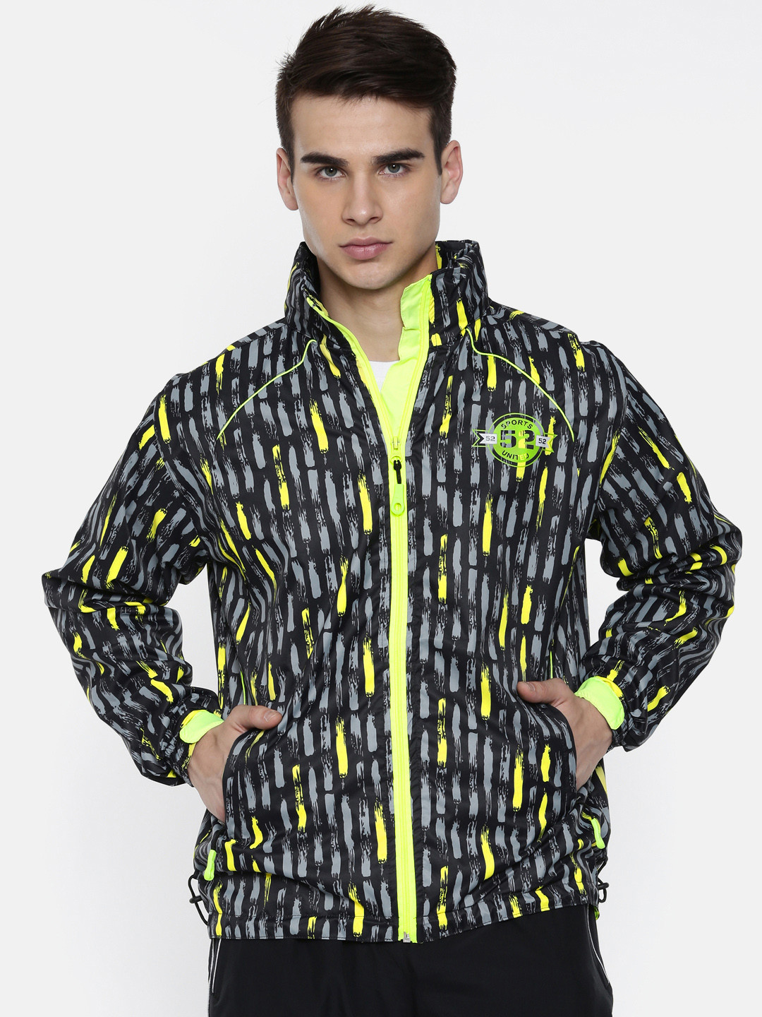 Buy Sports52 Wear Black & Grey Printed Hodded Rain Jacket Rain Jacket
