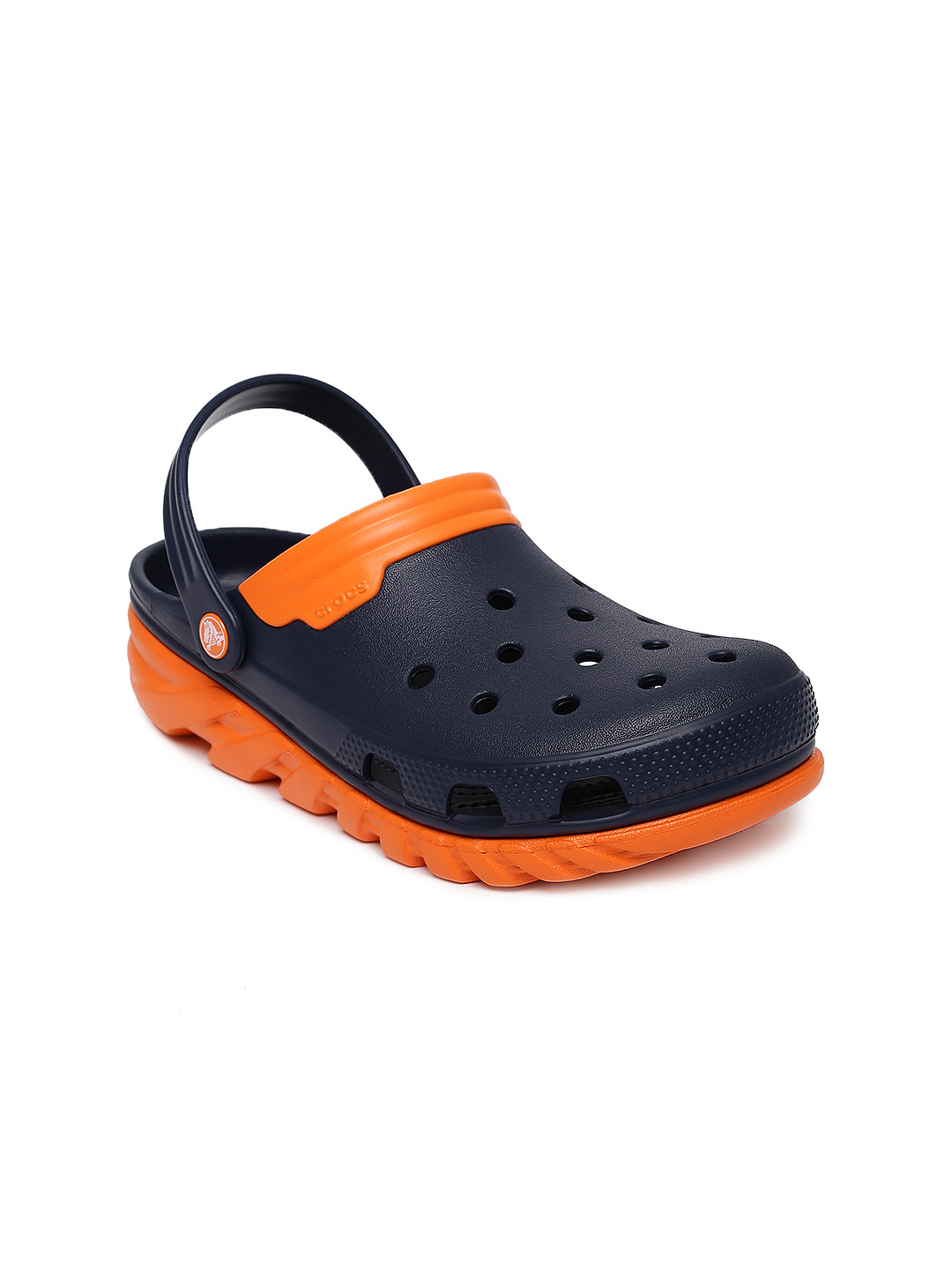 Buy Crocs Unisex Navy Blue & Orange Colourblocked Clogs - Flip Flops for Unisex 6862870 | Myntra