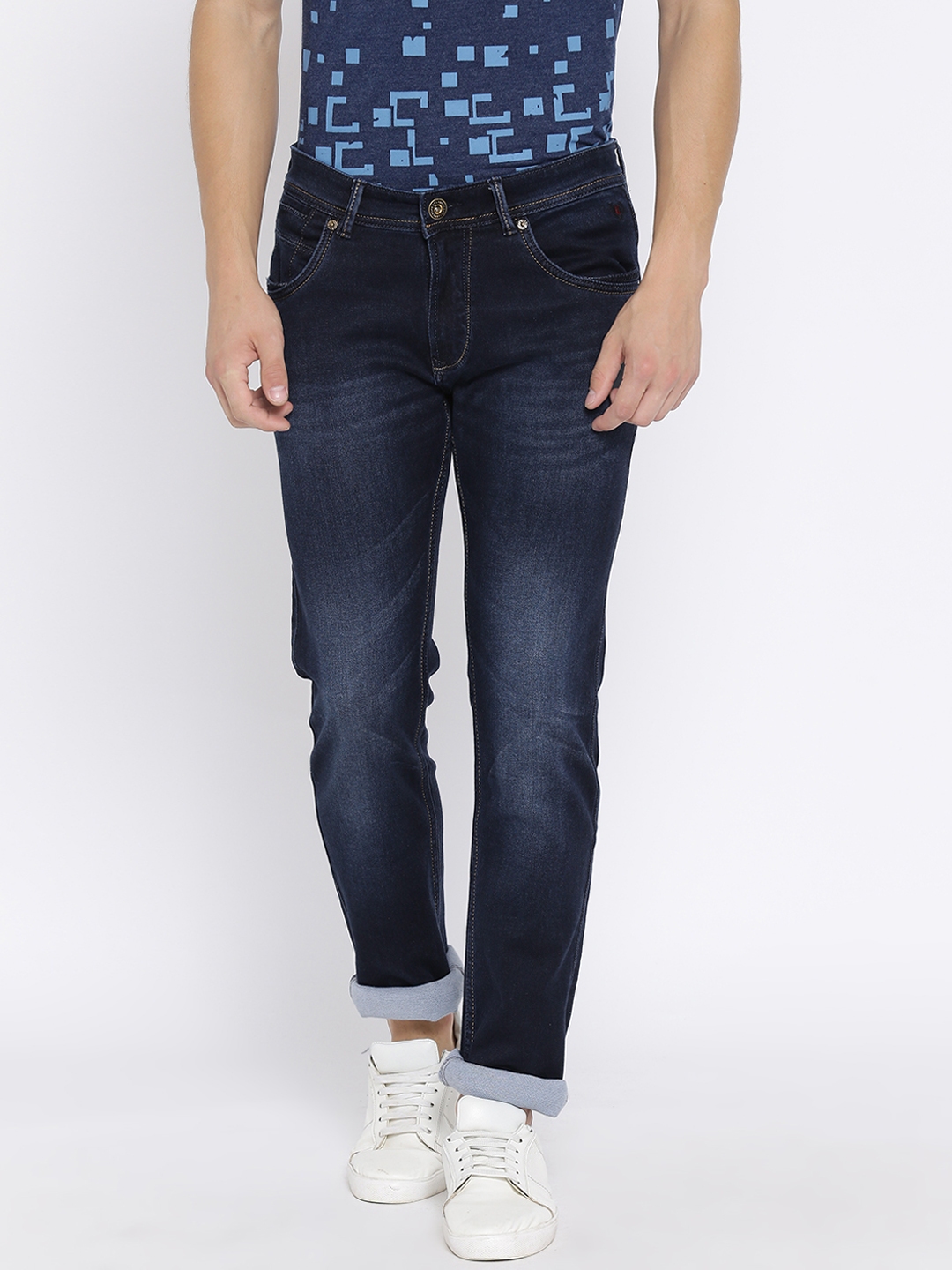 Buy Duke Men Blue Slim Fit Mid Rise Clean Look Stretchable Jeans ...
