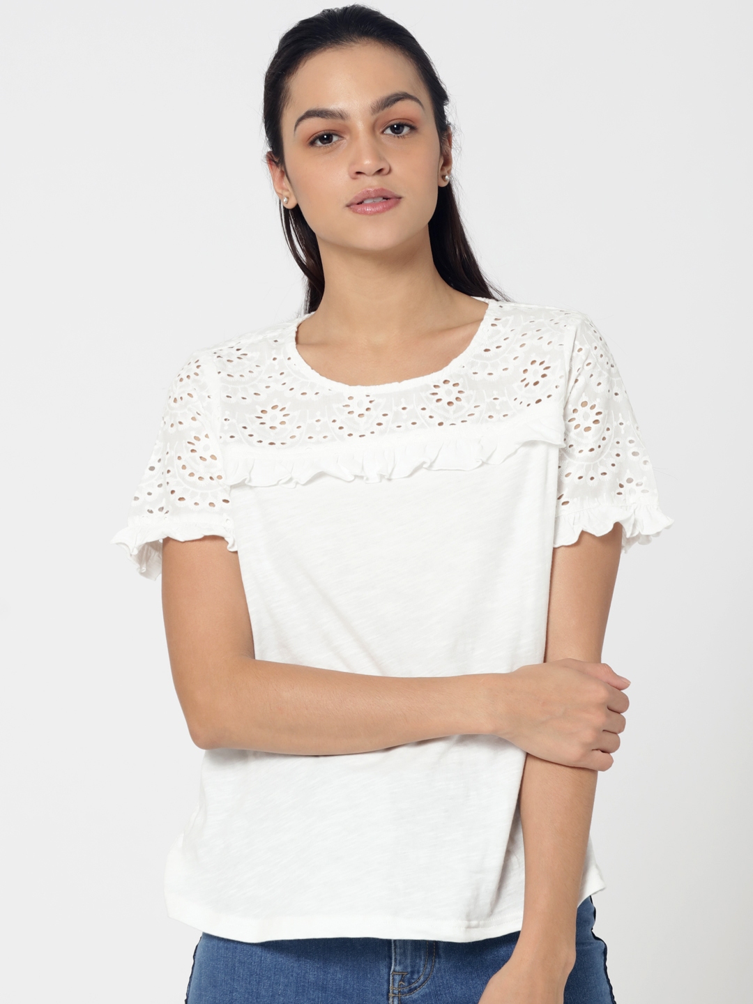 Buy ONLY Women White Crochet Detailed Top - Tops for Women 6871647 | Myntra
